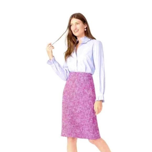 J. Crew No 2 Pencil Skirt Pink Autumn Tweed Straight Workwear Italy Sz 8 #AR429 - Picture 1 of 15